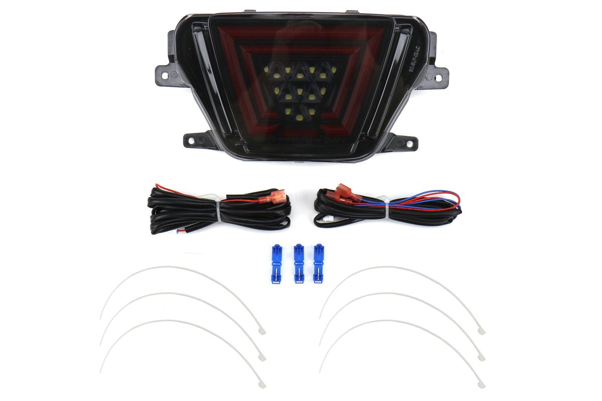OLM V1 F1 Style Rear Brake / Fog / Reverse Light - Smoke Lens / Gloss Black Base / Red Bar) - 2020-2024 Toyota GR Supra