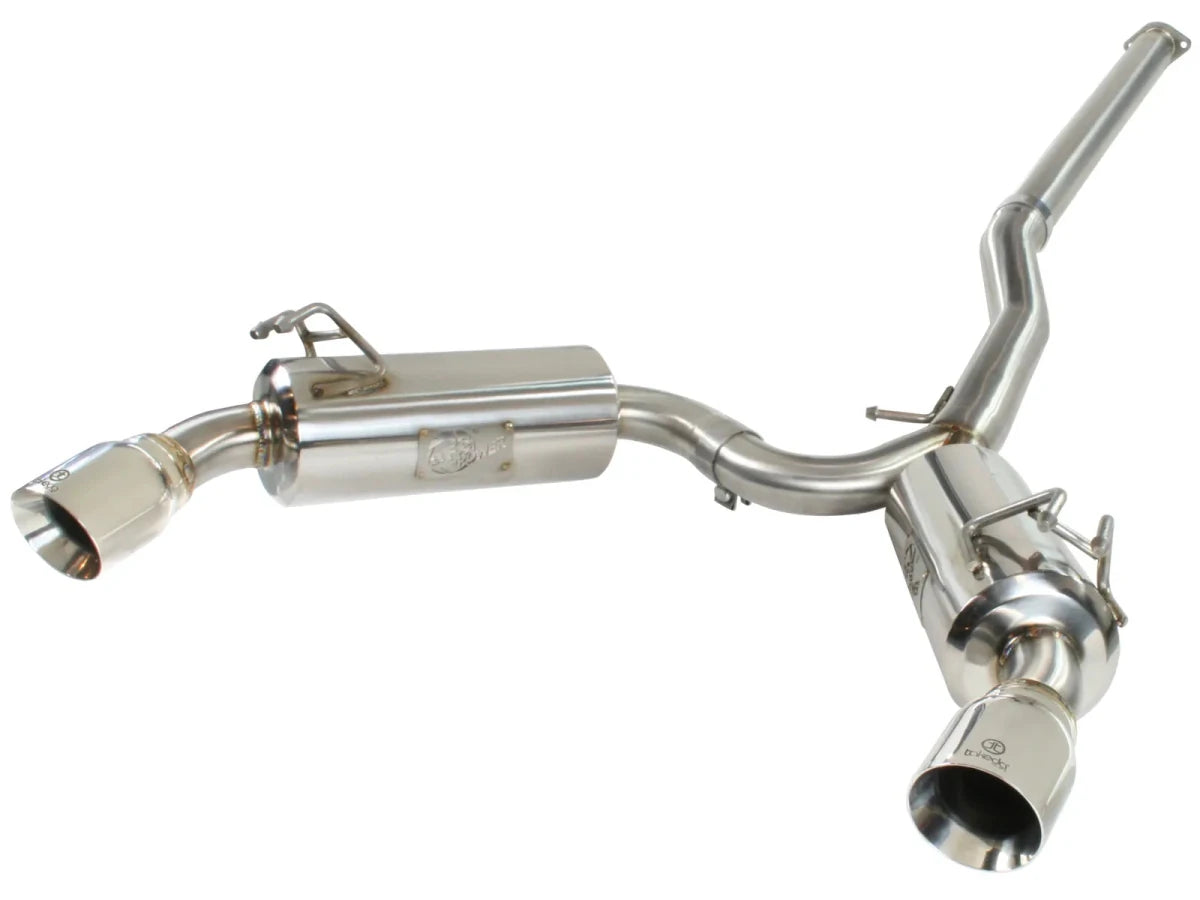 AFE - aFe Takeda Exhaust 304SS Dual Cat - Back w/ Polished Tips 08 - 13 Mitsubishi Lancer Evo X L4 2.0L Turbo