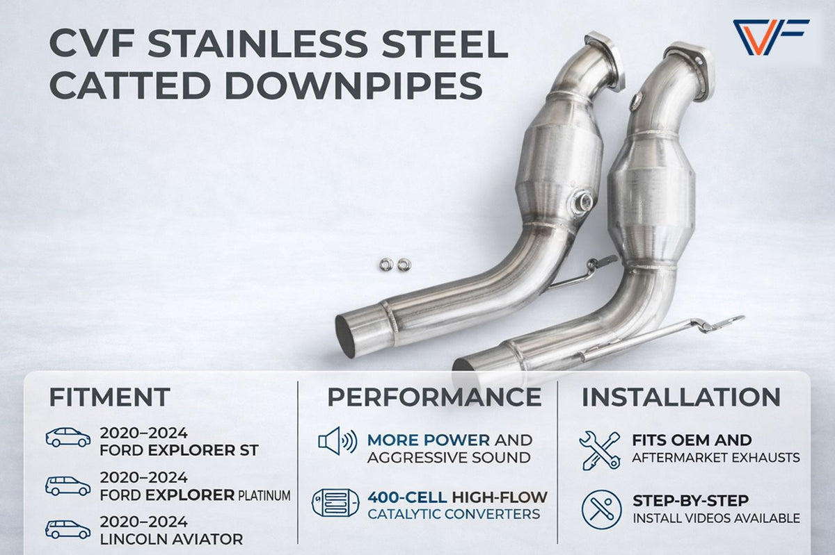 CVF Stainless Steel Catted Downpipes (2020-2024 3.0L Ford Explorer ST)