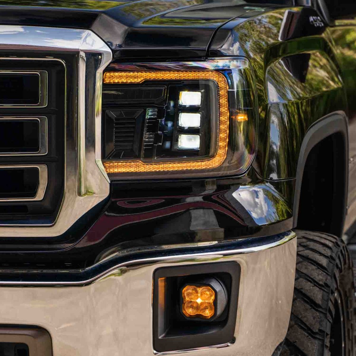Form Lighting - 2014 - 2018 GMC Sierra 1500 LED Projector Headlights with Amber DRL (pair)
