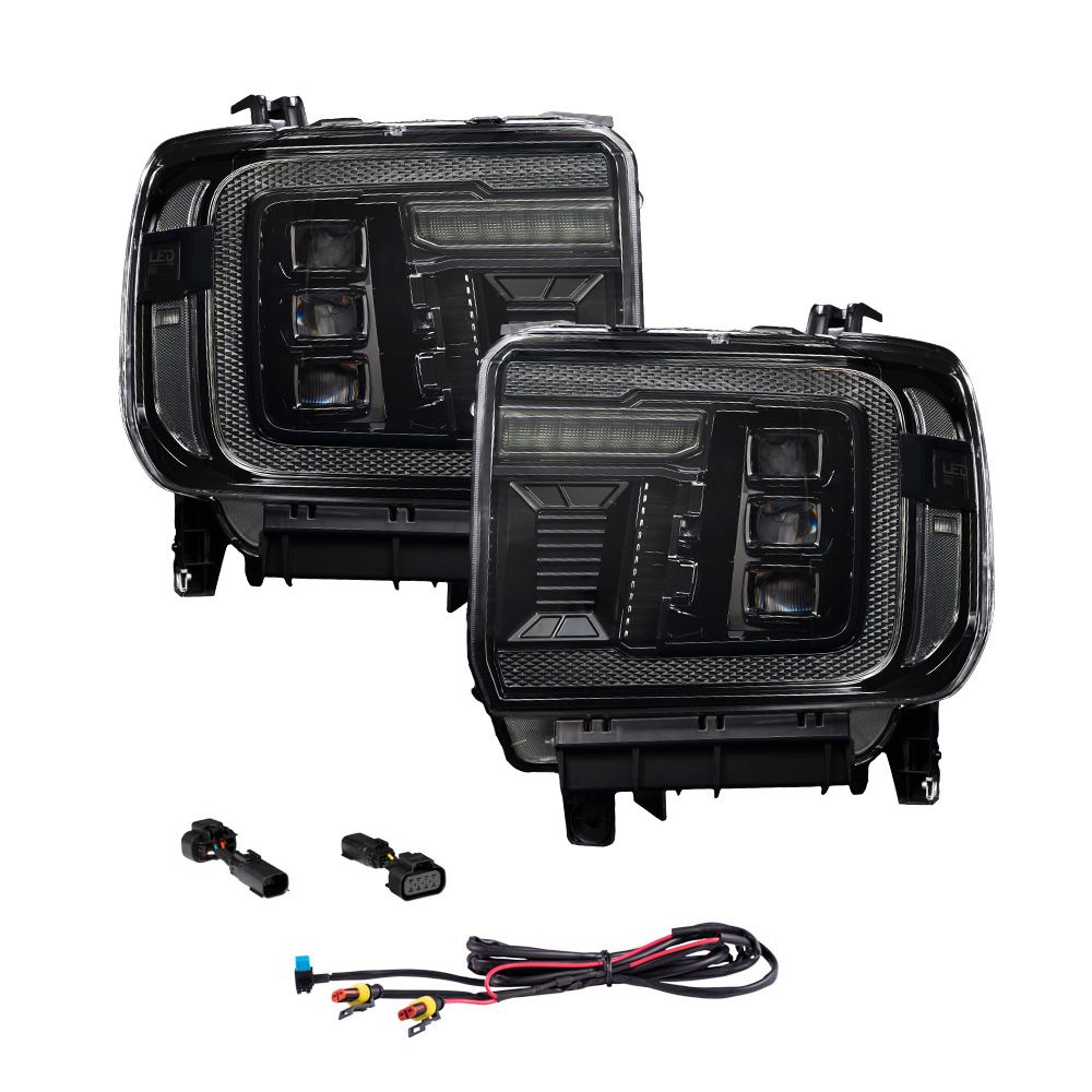 Form Lighting - 2015 - 2019 GMC Sierra 2500/3500 LED Projector Headlights with Amber DRL (pair)