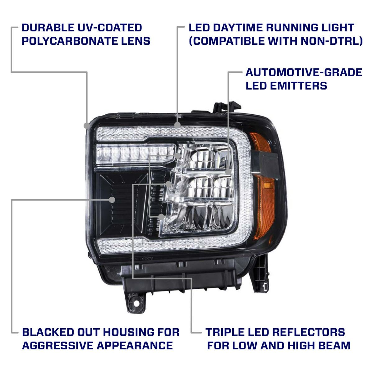 Form Lighting - 2015 - 2019 GMC Sierra 2500/3500 LED Reflector Headlights (pair)