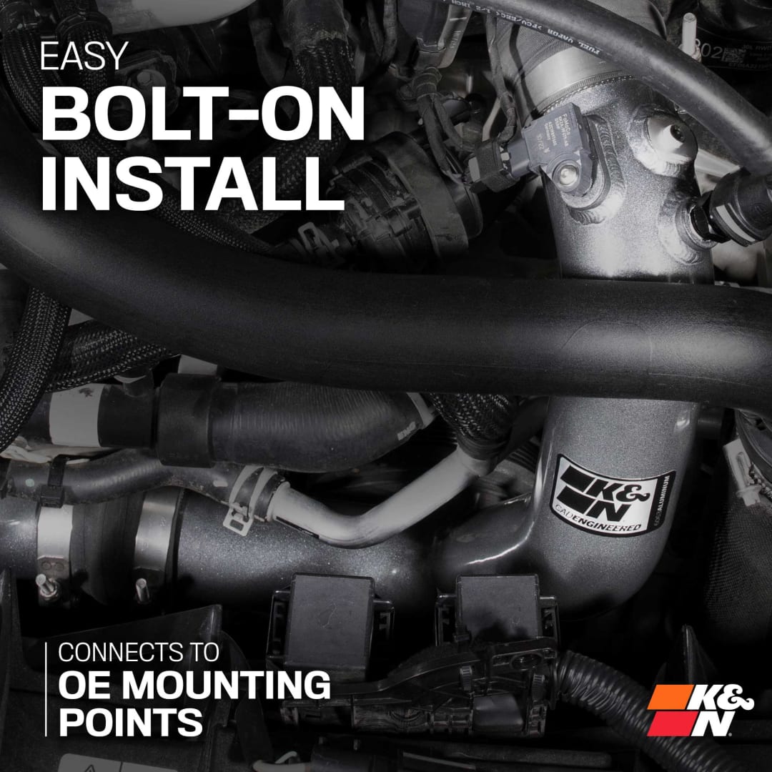 K&N Engineering - K&N 2024+ Ford Ranger Raptor 3.0L V6 Aluminum Charge Pipe Kit - Gunmetal Gray - Panda Motorworks