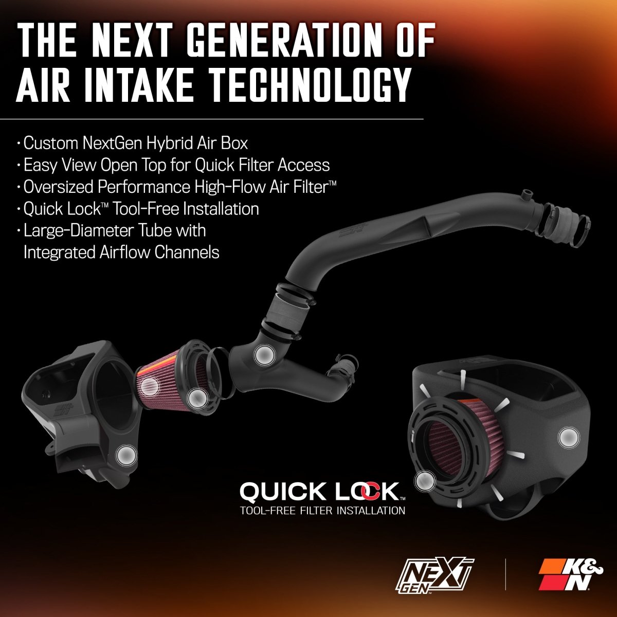 K&N Engineering - K&N NextGen Enclosed Cold Air Intake System – 2024 Ford Ranger Raptor 3.0L V6