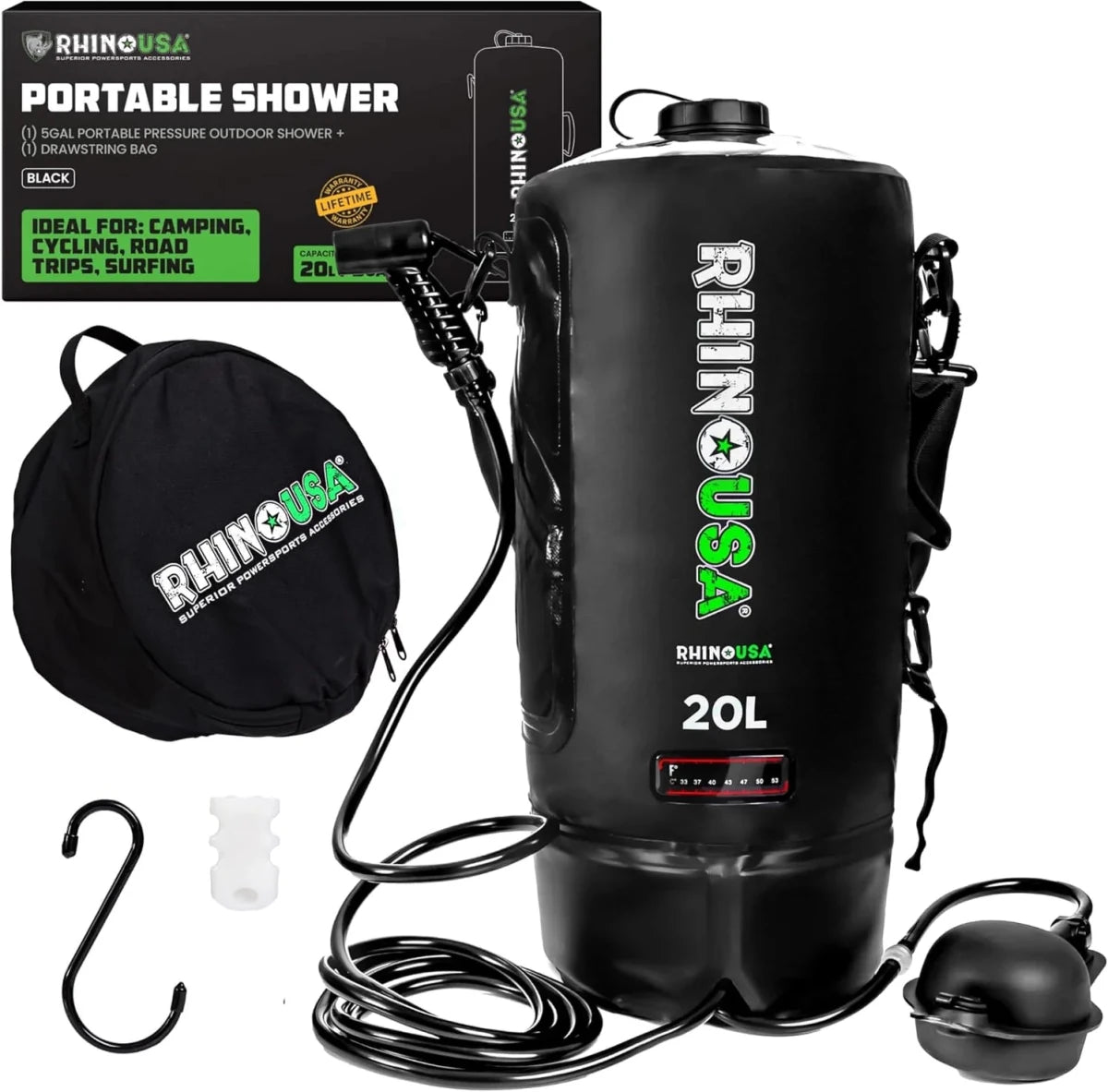 Rhino USA - 5 Gallon Portable Pressurized Camp Shower