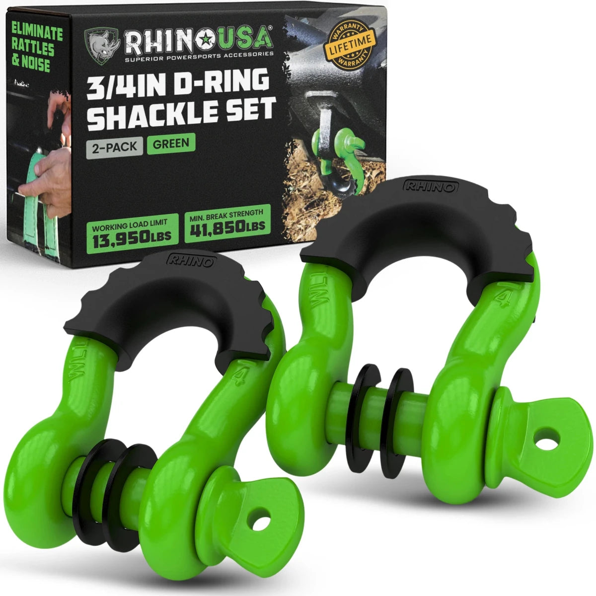 Rhino USA - Rhino USA 3/4In D - Ring Shackle Set (2 - Pack)