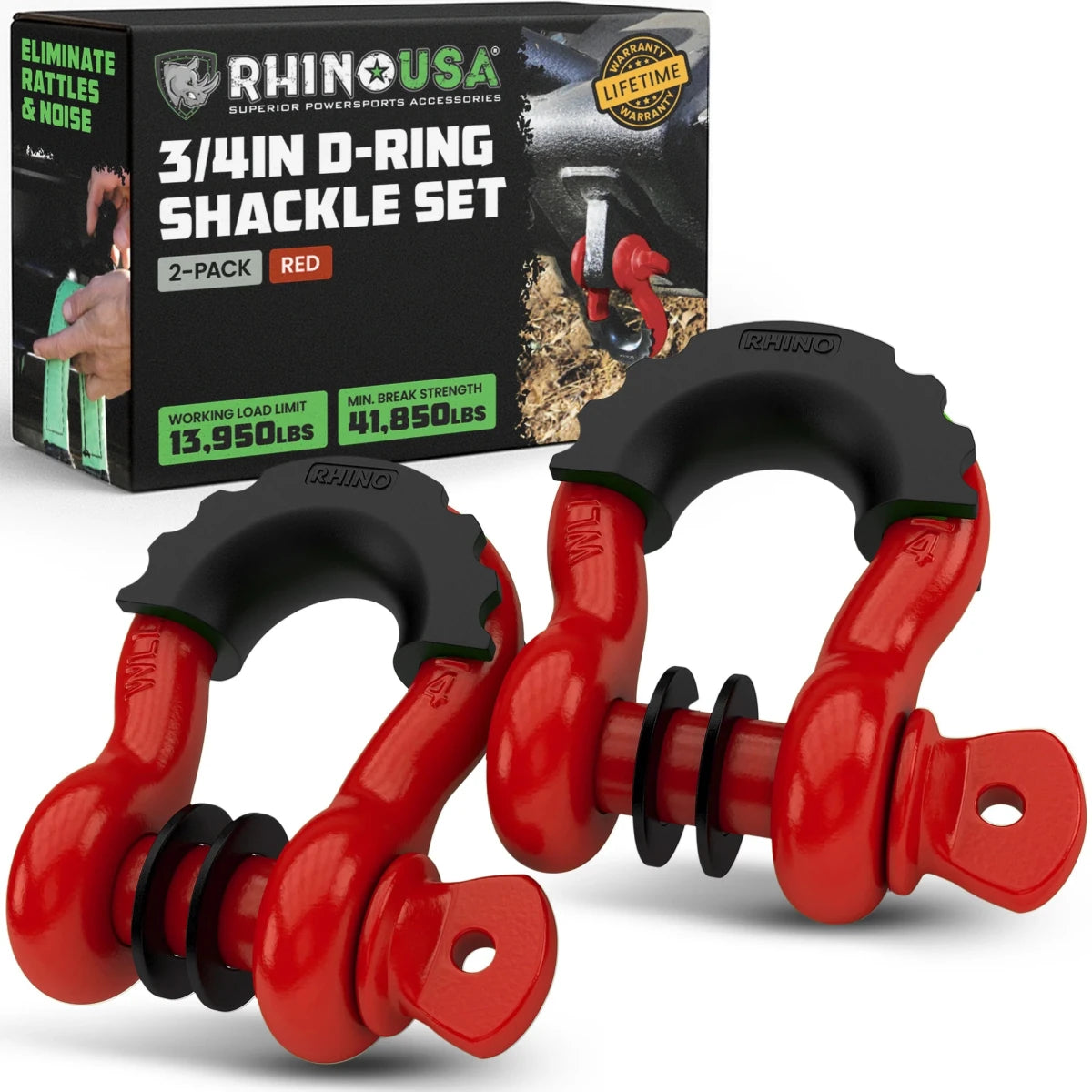 Rhino USA - Rhino USA 3/4In D - Ring Shackle Set (2 - Pack)