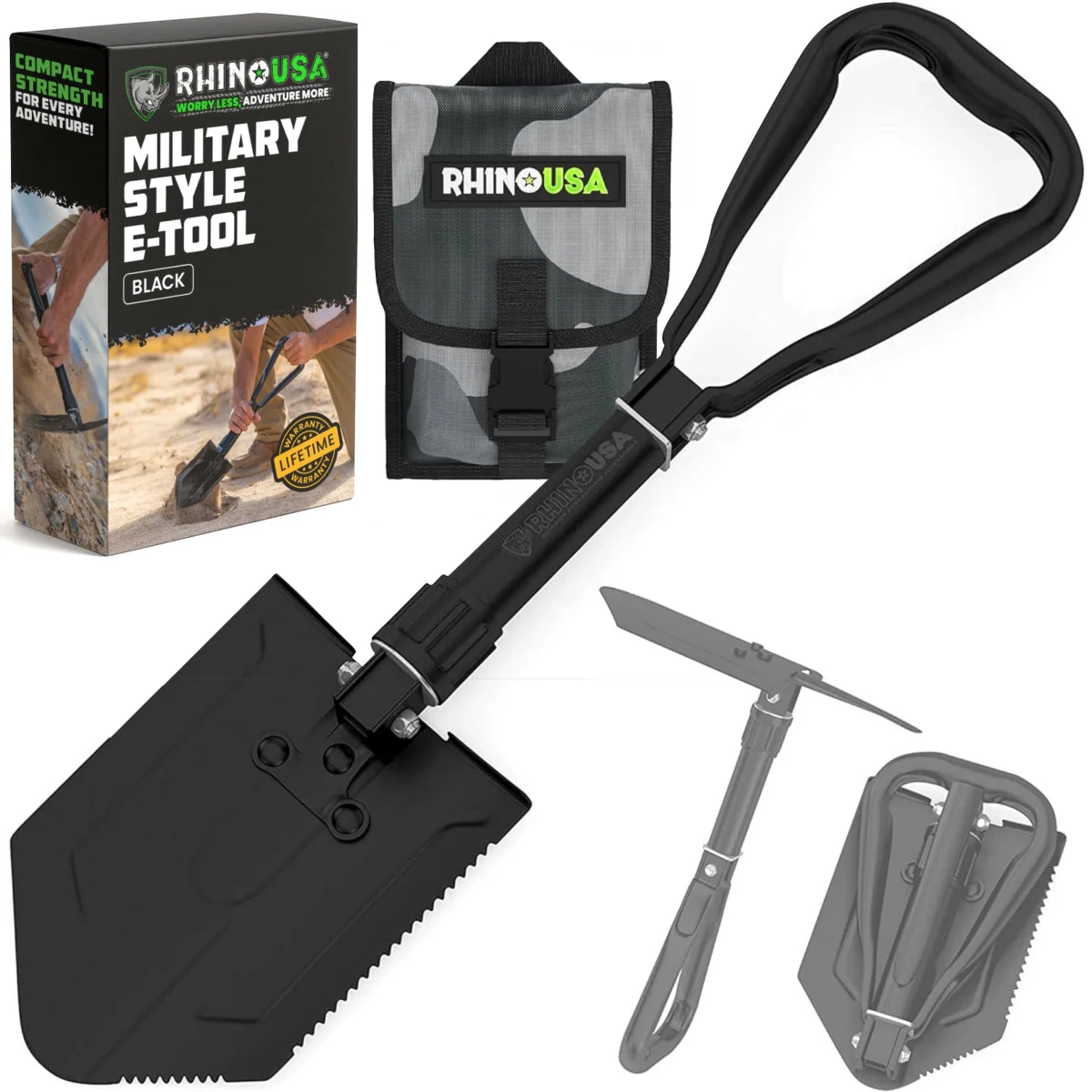 Rhino USA - Rhino USA Folding Recovery Shovel w/Pick