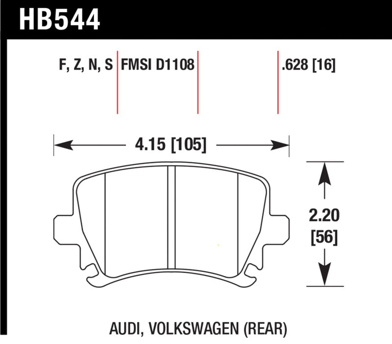 Hawk 06 Audi A6 Quattro Avant / 06-09 A6 Quattro HP+ Rear Brake Pads