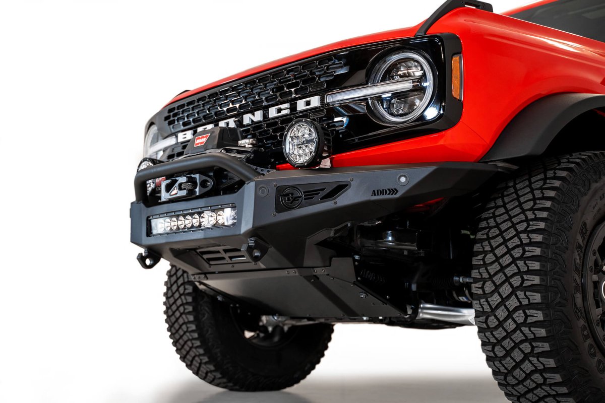 ADDICTIVE DESERT DESIGNS - ADDICTIVE DESERT DESIGNS 2021 - UP FORD BRONCO ROCK FIGHTER WINCH FRONT BUMPER - Panda Motorworks