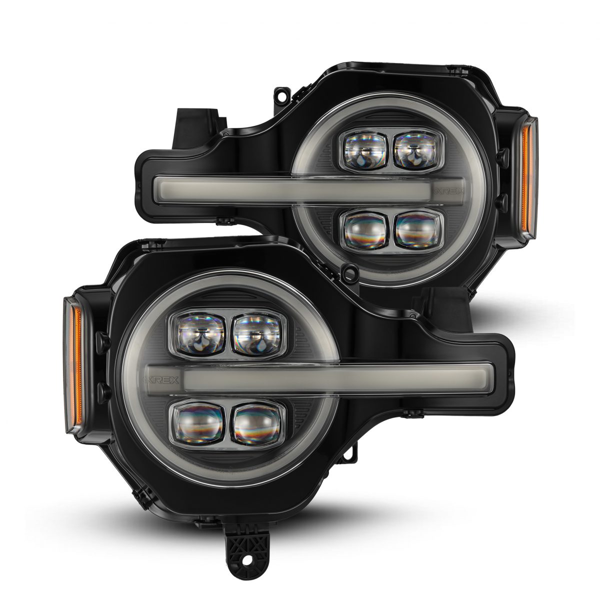 AlphaRex - AlphaRex 21 - 24 Ford Bronco NOVA LED Projector Headlights Black - Panda Motorworks