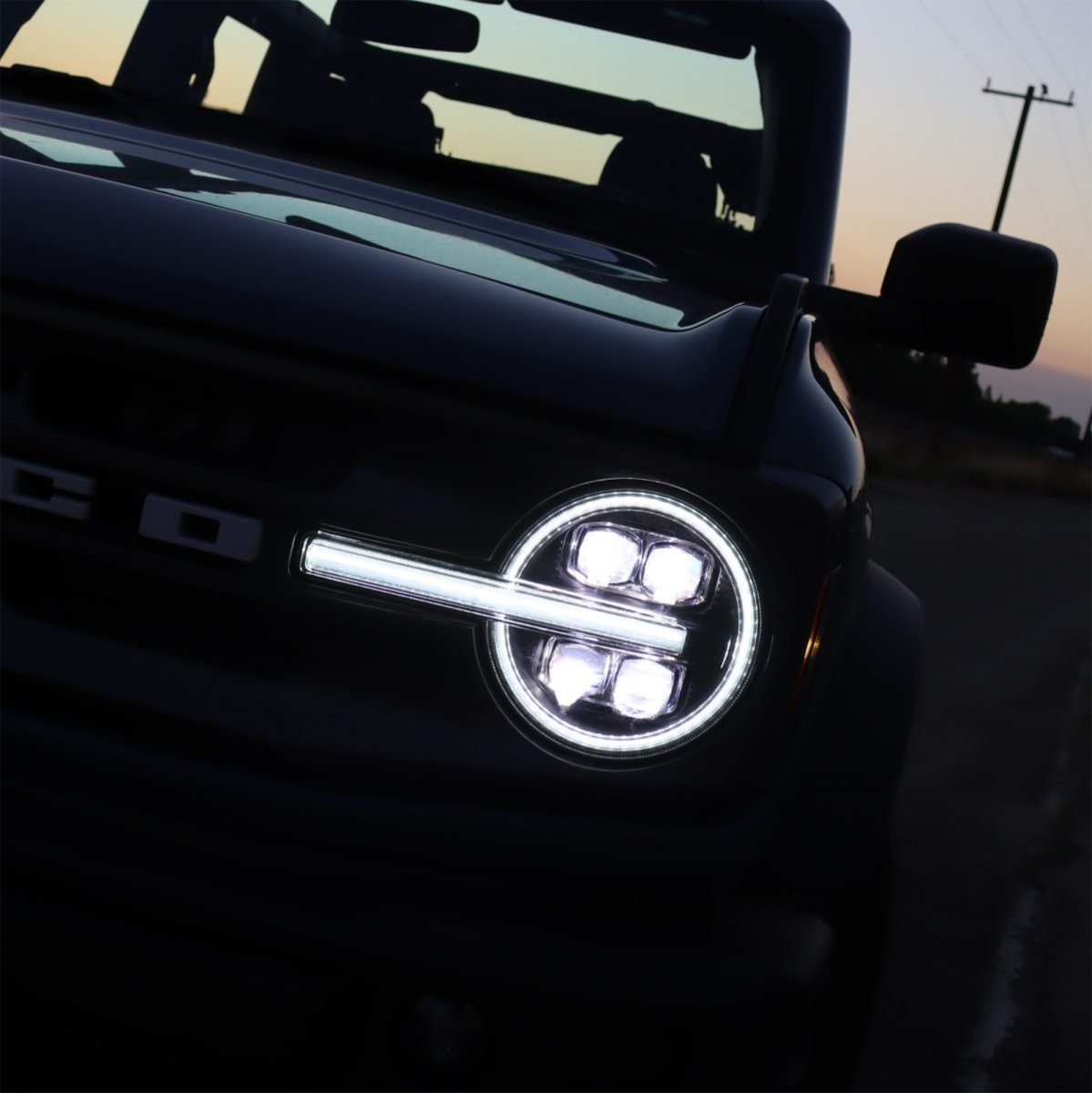AlphaRex - AlphaRex 21 - 24 Ford Bronco NOVA LED Projector Headlights Black - Panda Motorworks