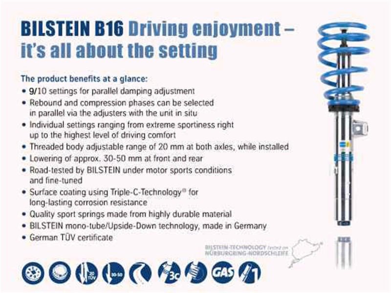 Bilstein - Bilstein B16 (PSS10) Front & Rear Performance Suspension System 15+ Audi A3 / VW Golf ALL - Panda Motorworks
