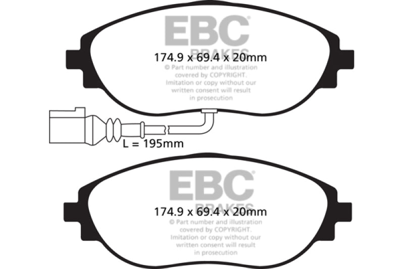 EBC - EBC 12+ Volkswagen CC 3.6 Ultimax2 Front Brake Pads - Panda Motorworks