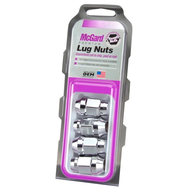 McGard - McGard Hex Lug Nut (Cone Seat Bulge Style) M12X1.5 / 3/4 Hex / 1.45in. Length (4 - Pack) - Chrome