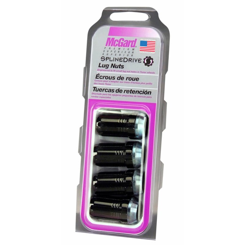 McGard - McGard SplineDrive Lug Nut (Cone Seat) M14X1.5 / 1.648in. Length (4 - Pack) - Black (Req. Tool)