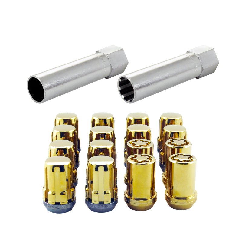 McGard - McGard SplineDrive Tuner 4 Lug Install Kit w/Locks & Tool (Cone) M12x1.5 / 13/16 Hex - Gold (CS)