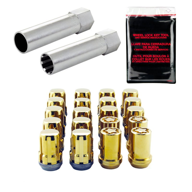 McGard - McGard SplineDrive Tuner 5 Lug Install Kit w/Locks & Tool (Cone) M12X1.5 / 13/16 Hex - Gold