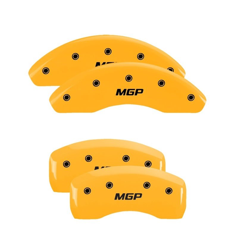 MGP - MGP 4 Caliper Covers Engraved Front & Rear MGP Yellow finish black ch - Panda Motorworks
