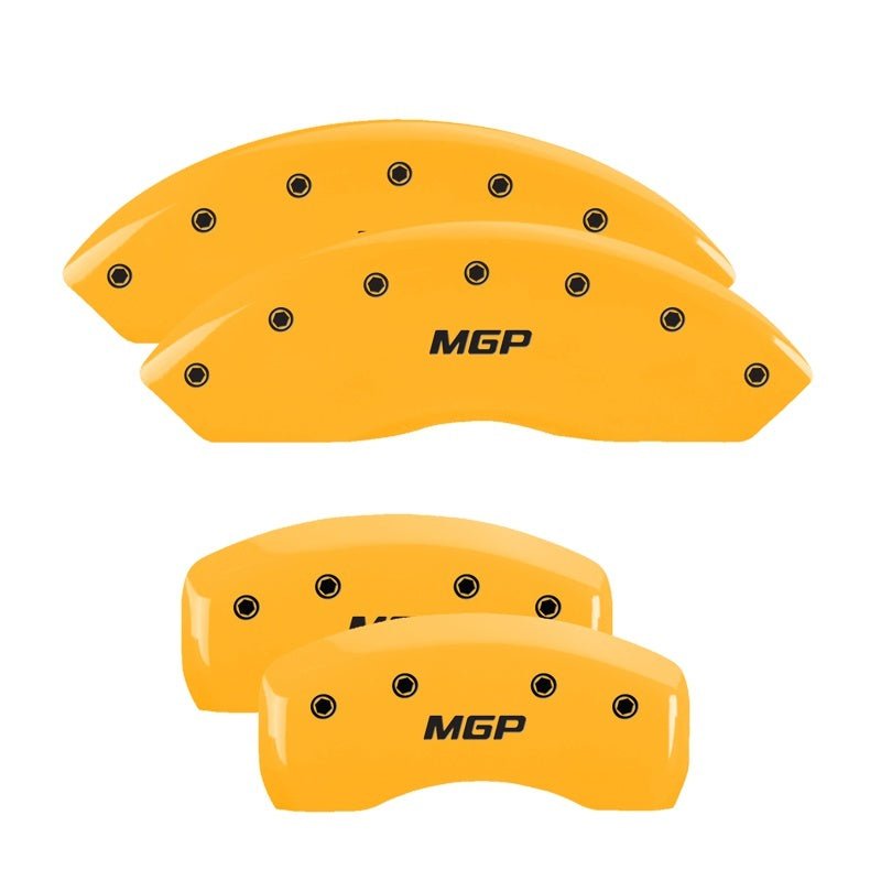 MGP - MGP 4 Caliper Covers Engraved Front & Rear MGP Yellow finish black ch - Panda Motorworks
