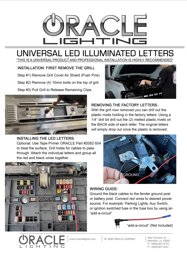 ORACLE Lighting - ORACLE Lighting Illuminated LED Letter Badges - (BRONCO KIT) - Panda Motorworks