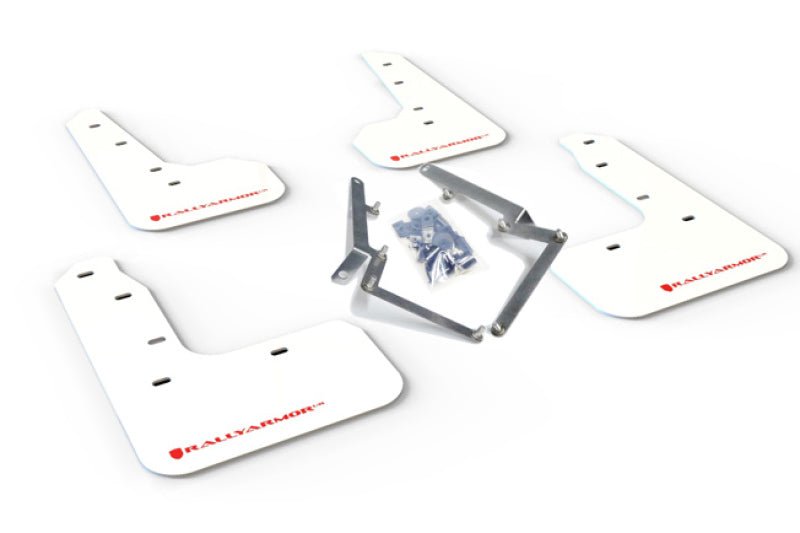 Rally Armor - Rally Armor 17 - 19 Civic Sport Touring & Hatch only UR White Mud Flap w/ Red Logo