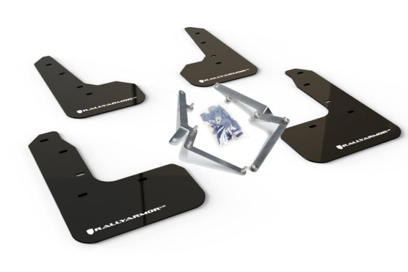 Rally Armor - Rally Armor 17 - 19 Honda Civic Sport Touring UR Black Mud Flap w/ White Logo