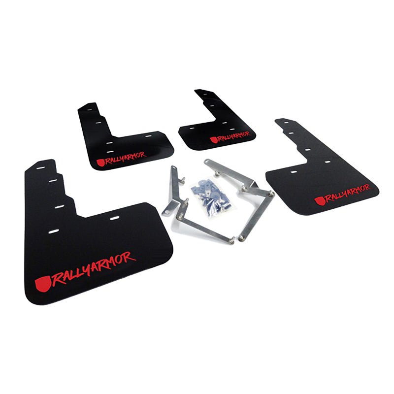 Rally Armor - Rally Armor 17 - 21 Honda Civic Type R Black Mud Flap Red Altered Font Logo - Panda Motorworks