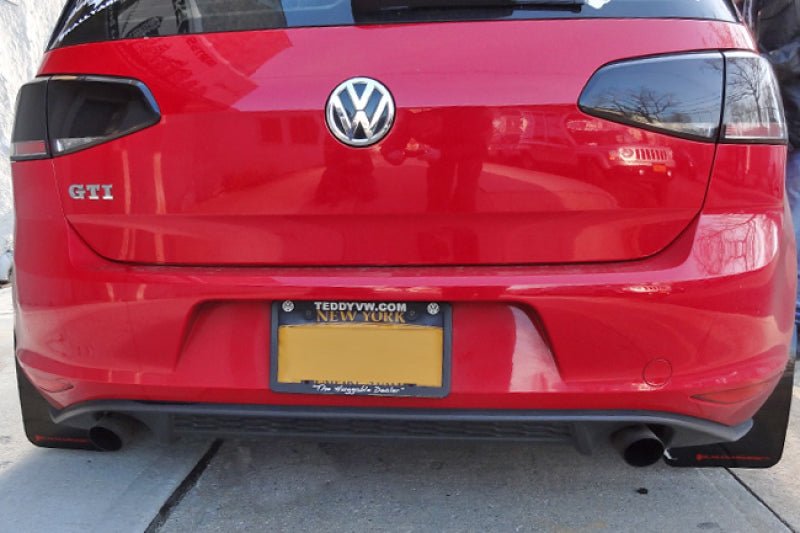 Rally Armor - Rally Armor 2015+ VW Golf/GTI/TSI UR Red Mud Flap w/ White Logo