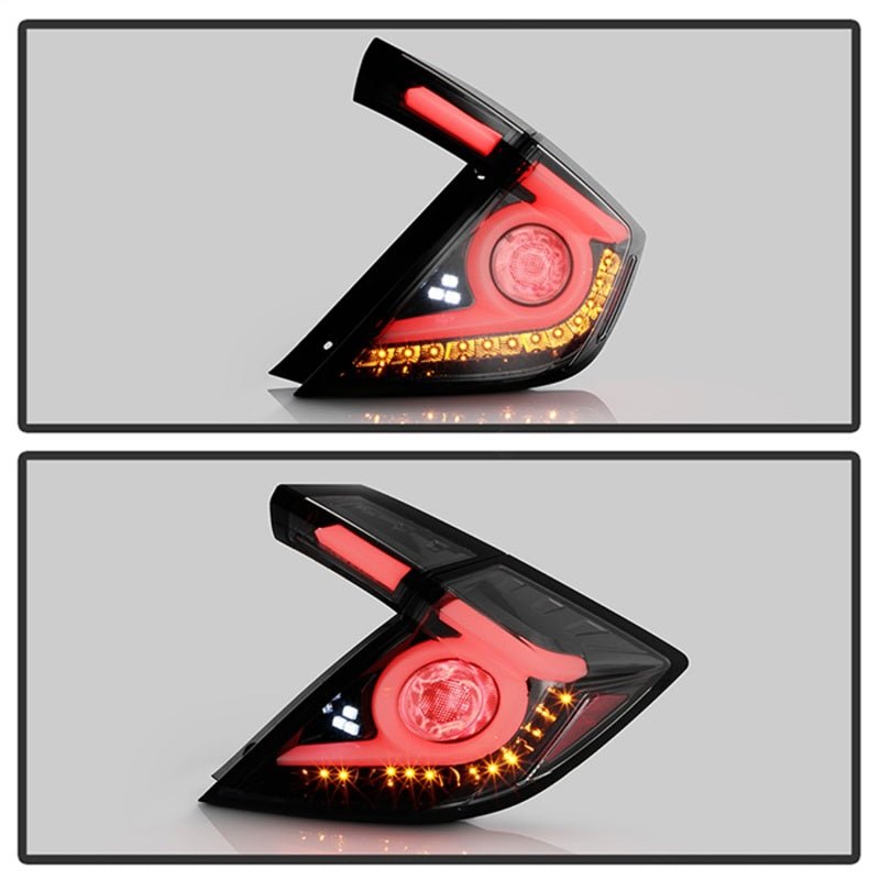 SPYDER - Spyder 16 - 19 Honda Civic 5 Door Hatchback Light Bar LED Tail Lights - Black Chrome(ALT - YD - HC16HB - BC) - Panda Motorworks
