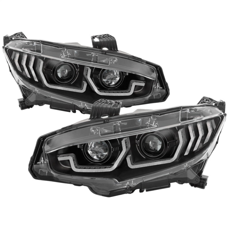 SPYDER - Spyder Honda Civic 16 - 18 2DR/4DR/Hatchback Headlight Black PRO - YD - HC16PL - SEQ - BK - Panda Motorworks
