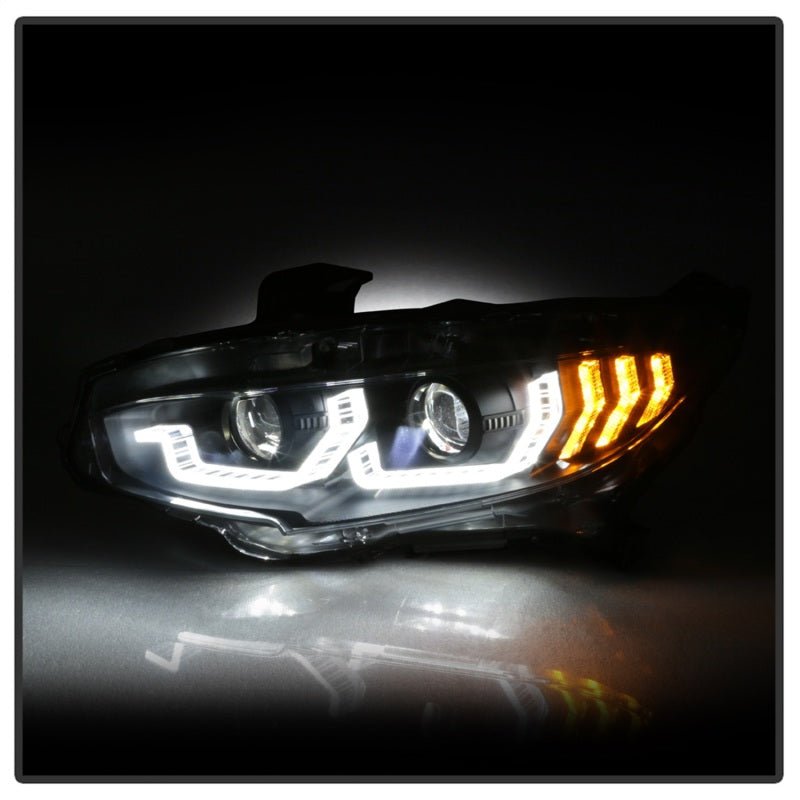 SPYDER - Spyder Honda Civic 16 - 18 2DR/4DR/Hatchback Headlight Black PRO - YD - HC16PL - SEQ - BK - Panda Motorworks