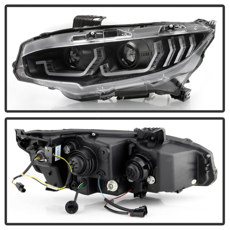SPYDER - Spyder Honda Civic 16 - 18 2DR/4DR/Hatchback Headlight Black PRO - YD - HC16PL - SEQ - BK - Panda Motorworks