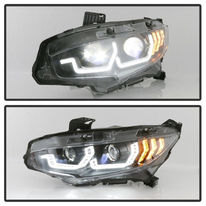 SPYDER - Spyder Honda Civic 16 - 18 2DR/4DR/Hatchback Headlight Black PRO - YD - HC16PL - SEQ - BK - Panda Motorworks