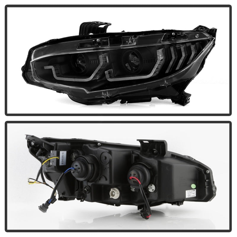 SPYDER - Spyder Honda Civic 16 - 2DR/4DR/Hatchback Projector Headlights - Black PRO - YD - HC16SI - SEQGR - BK - Panda Motorworks