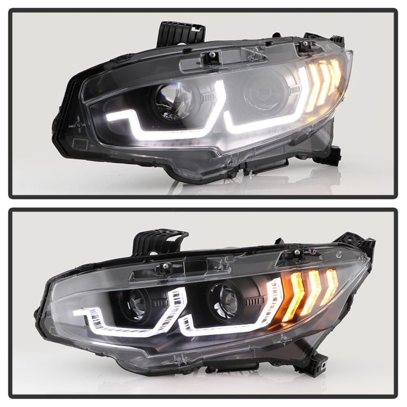 SPYDER - Spyder Honda Civic 16 - 2DR/4DR/Hatchback Projector Headlights - Black PRO - YD - HC16SI - SEQGR - BK - Panda Motorworks