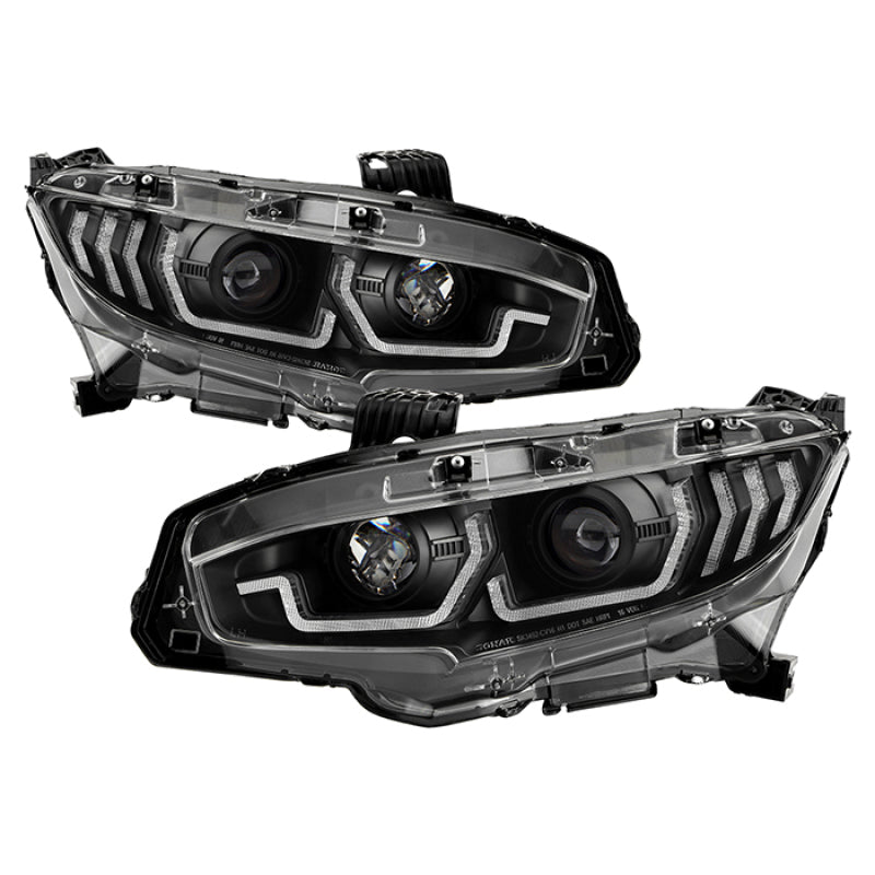 SPYDER - Spyder Honda Civic 16 - 2DR/4DR/Hatchback Projector Headlights - Black PRO - YD - HC16SI - SEQGR - BK - Panda Motorworks
