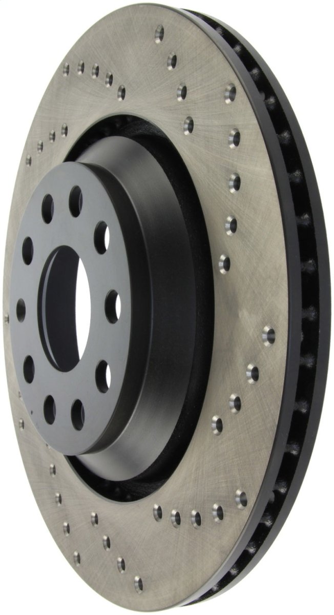 Stoptech - StopTech 09 - 13 VW CC 3.6L VR6 / 08 - 09 & 12 Golf R/Golf R32 Drilled Left Rear Rotor - Panda Motorworks