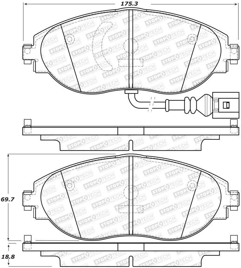 Stoptech - StopTech 14 - 18 Audi S3 Street Performance Front Brake Pads - Panda Motorworks