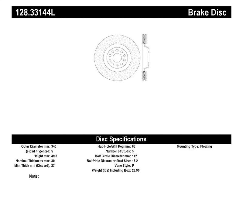 Stoptech - StopTech Drilled Sport Brake Rotor - Panda Motorworks