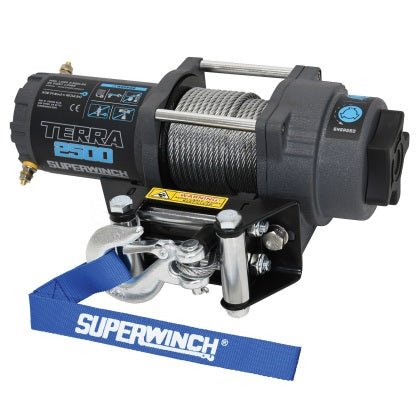 Superwinch - Superwinch 2500 LBS 12V DC 3/16in x 40ft Steel Rope Terra 2500 Winch - Gray Wrinkle