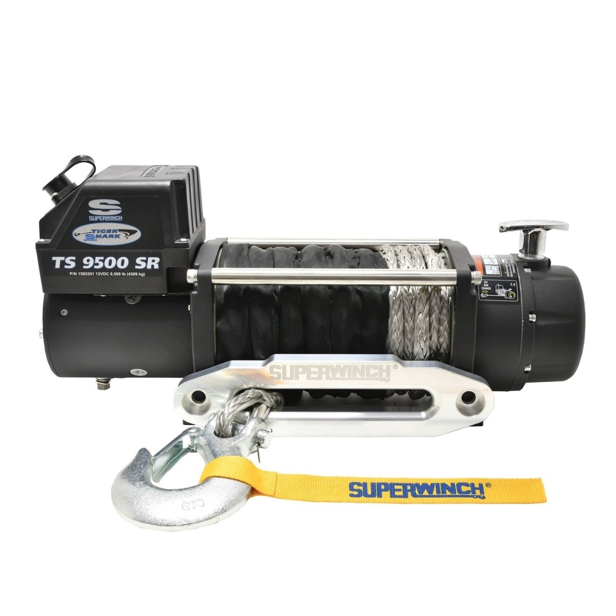 Superwinch - Superwinch 9500 LBS 12 VDC 3/8in x 80ft Synthetic Rope Tiger Shark 9500 Winch
