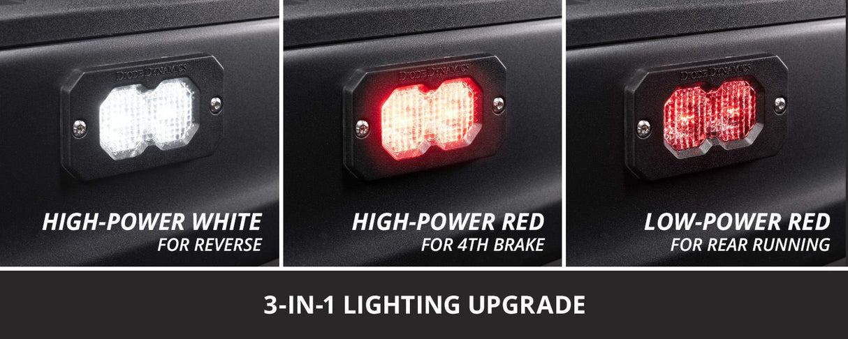 Diode Dynamics Stage Series Flush Mount Reverse Light Kit (SSC1 or C2 2.0 w/ Red Backlight)