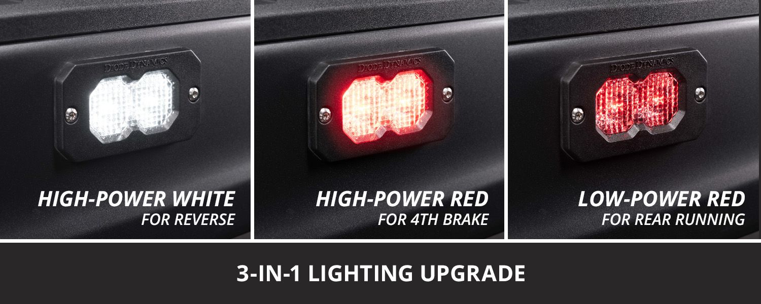 Diode Dynamics Stage Series Flush Mount Reverse Light Kit (SSC1 or C2 2.0 w/ Red Backlight)