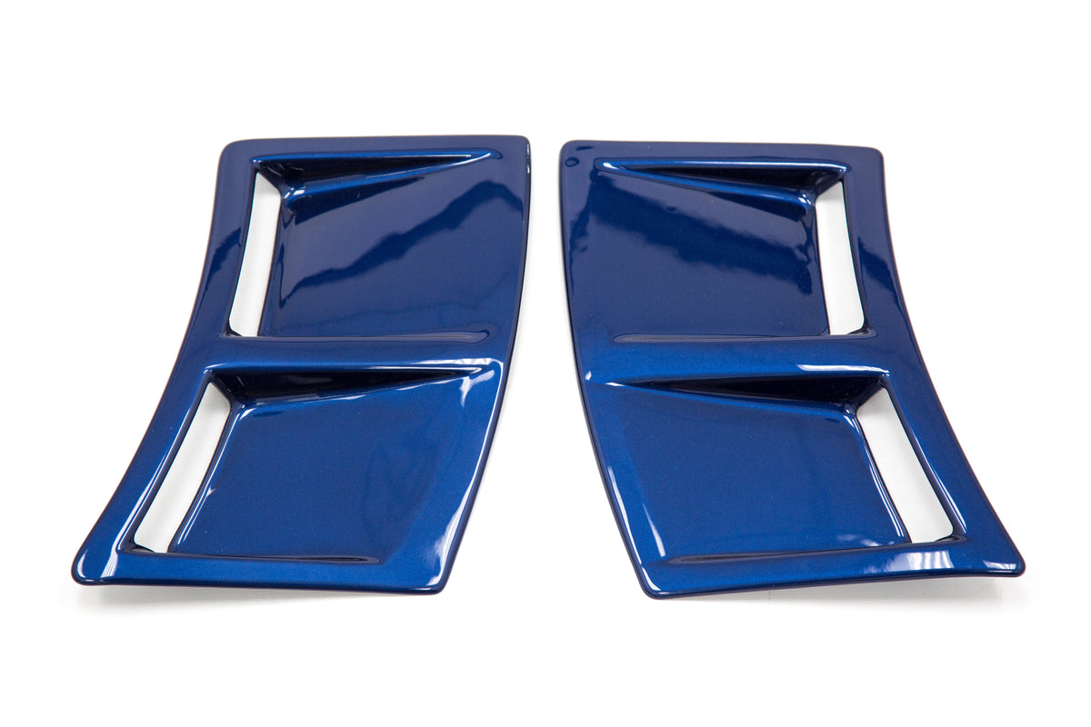 OLM S207 Style Paint Matched Rear Bumper Vent Inserts - Galaxy Blue Pearl - 2015-2021 Subaru WRX / STI