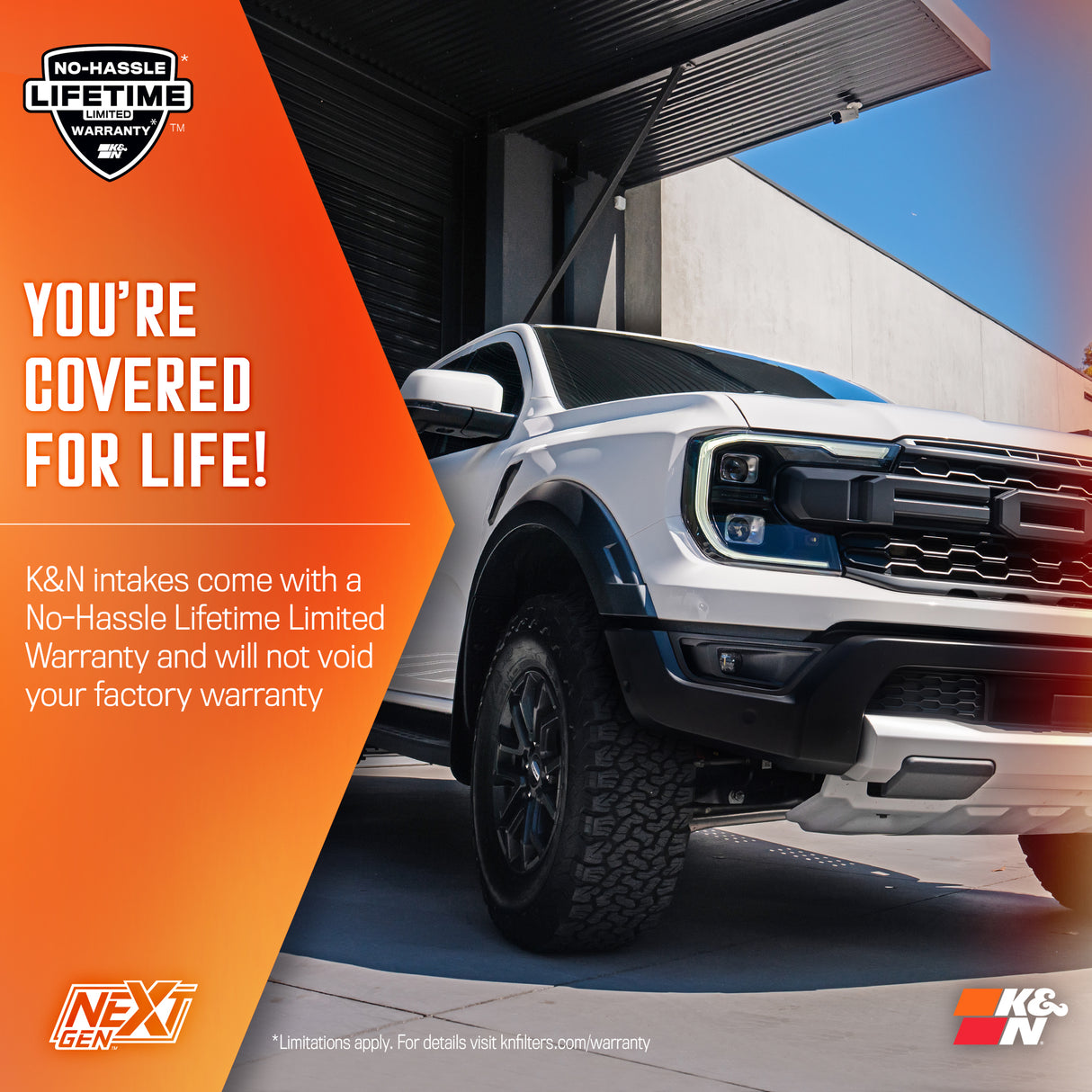 K&N NextGen Enclosed Cold Air Intake System – 2024 Ford Ranger Raptor 3.0L V6