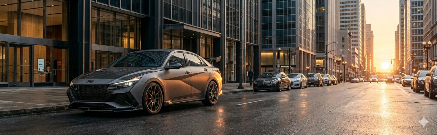 Hyundai Elantra N in the city