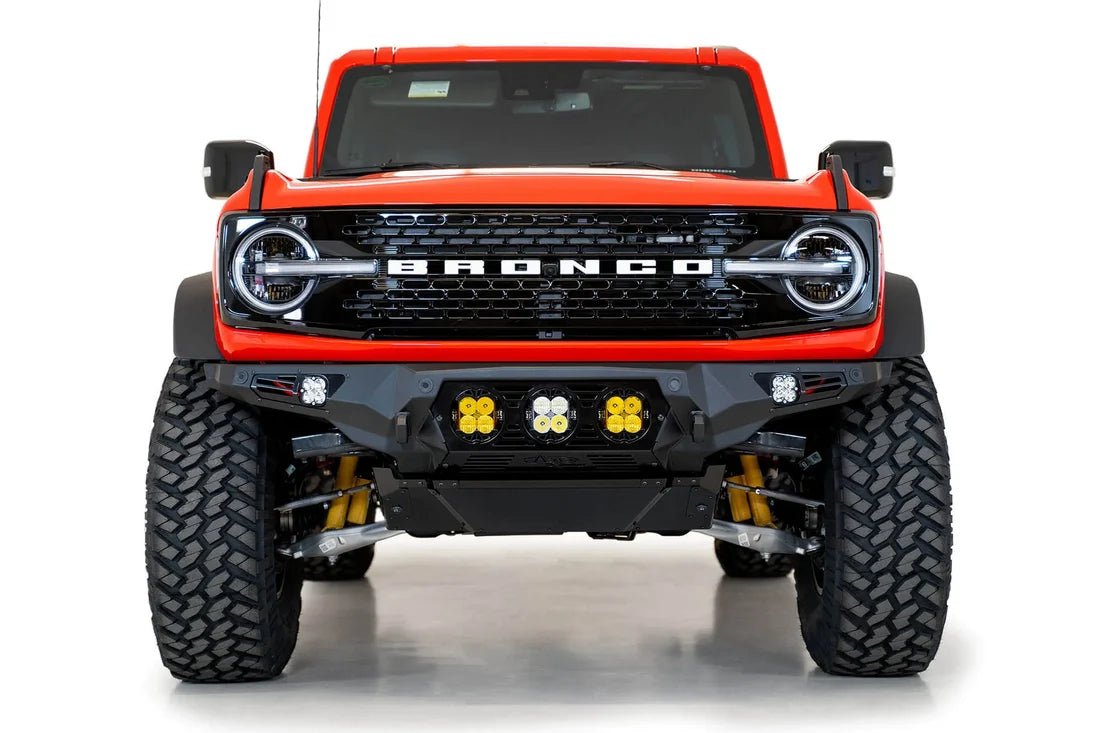 ADDICTIVE DESERT DESIGNS - CLEARANCE - Addictive Desert Designs 21-22 Bronco Bomber Front Bumber (w/ 3 baja designs lp4 mounts)