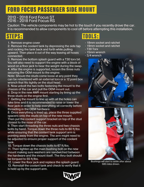 AWR Racing - AWR Racing 2013 - 2018 Ford Focus ST mount kit - Panda Motorworks