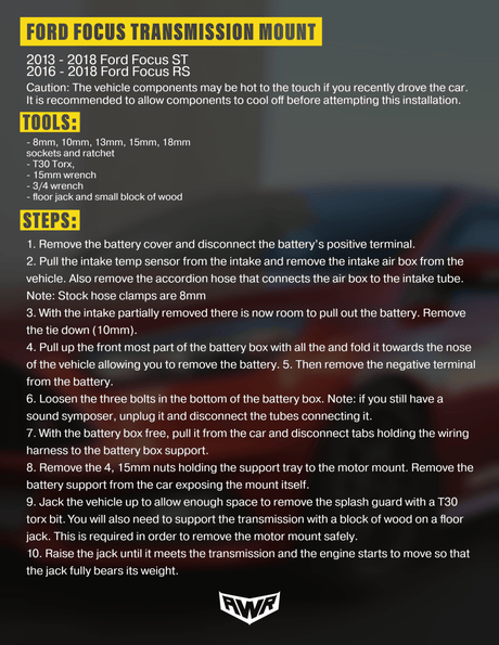 AWR Racing - AWR Racing 2013 - 2018 Ford Focus ST transmission mount - Panda Motorworks